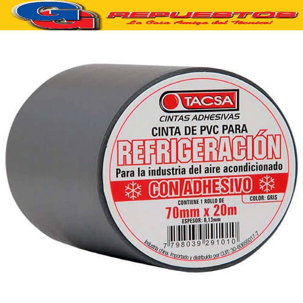 CINTA DE PVC TACSA GRIS CON ADHESIVO 20mx70mm PARA REFRIGERA CION PARA LA INDUSTRIA DEL AIRE ACONDICIONADO 