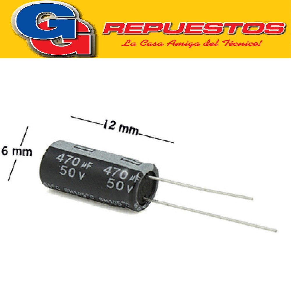 CAPACITOR ELECTROLITICO 470uFX50V Rad. (13x20mm) 105ºC