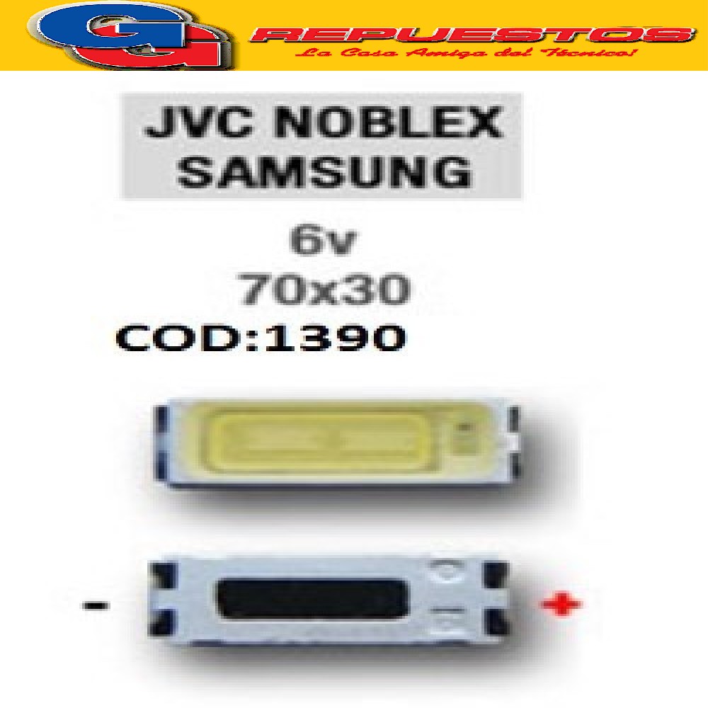 LED PANTALLA 6V 70X30 BACKLIGHT JVC COMPATIBLE CON SAMSUNG