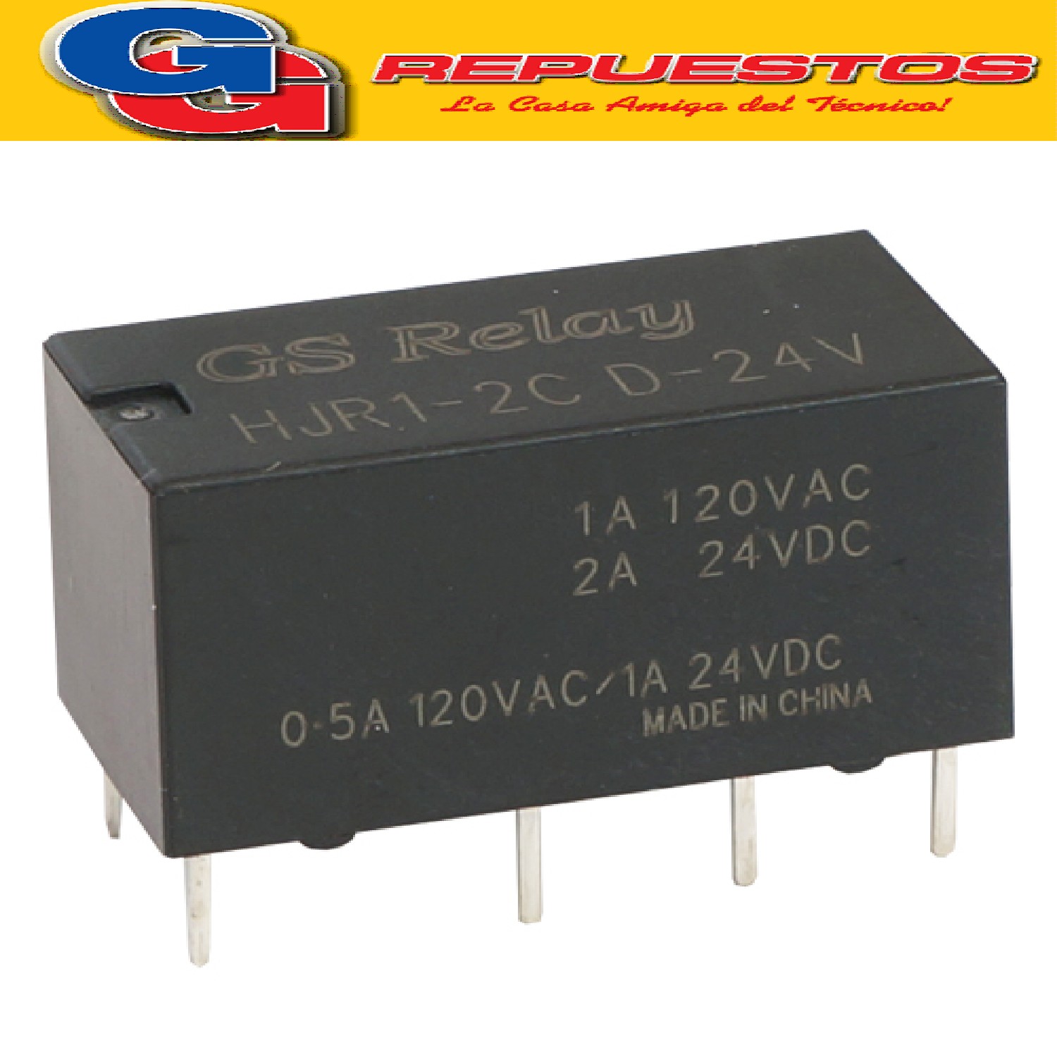 RELE RELAY BOBINA 24V (1600E); 1A 120V 2INV.(HJR1-2C-D24)