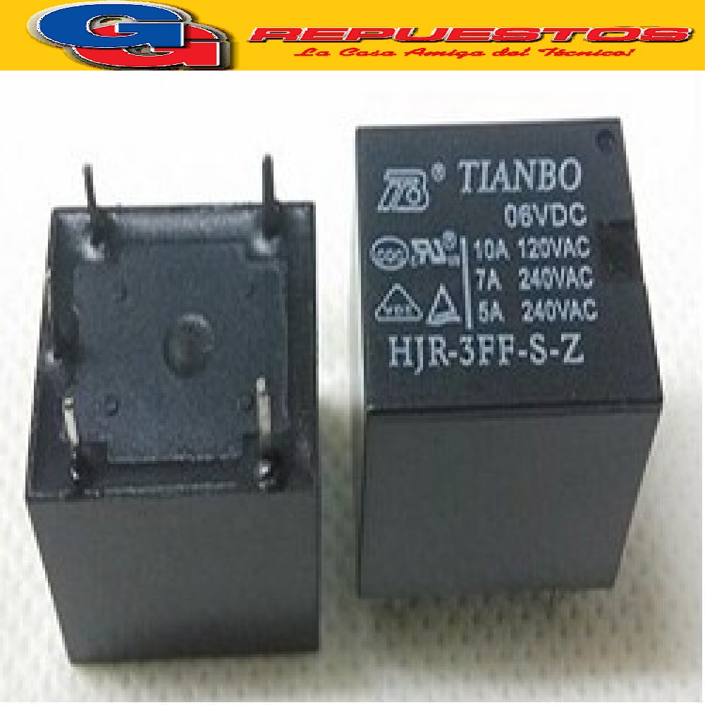 RELE RELAY BOBINA 6V (100E); 10A 240V 1INV. HJR3FF-6V