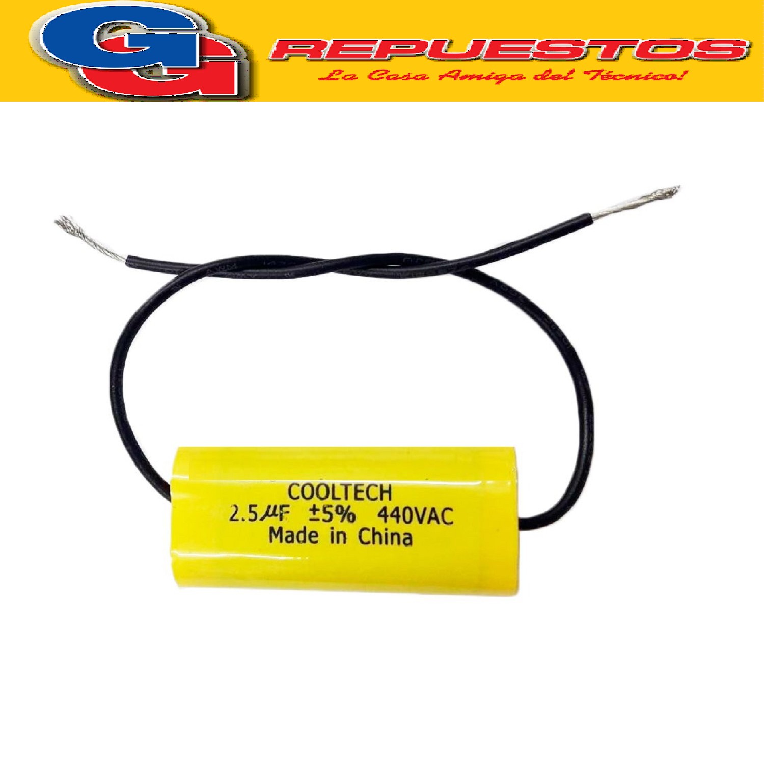 CAPACITOR 2.5uF X 450V CARAMELO CON CABLE