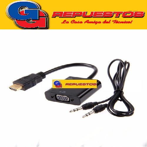 CABLE ADAPTADOR CONVERTIDOR HDMI A VGA + AUDIO