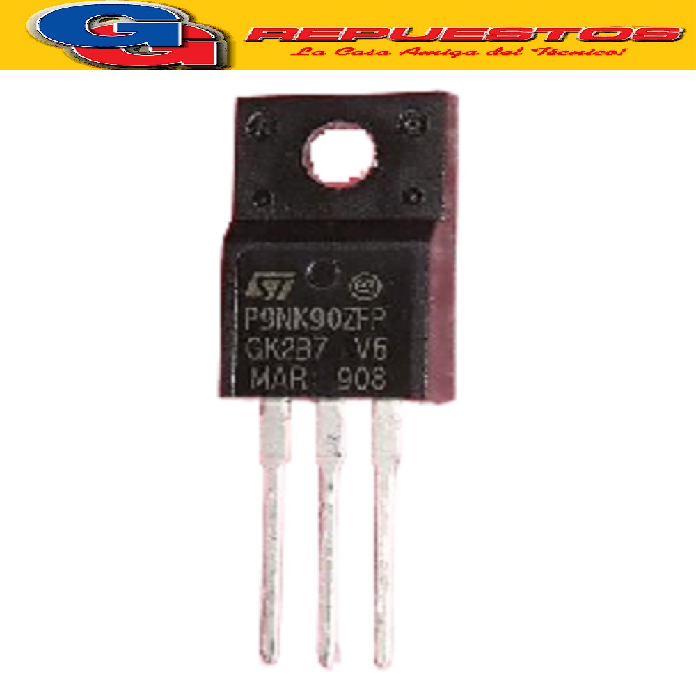 TRANSISTOR FET STP9NK90ZFP N-CHANNEL AMPLIFICADOR DE POTENCI A (900V/8A/160W)