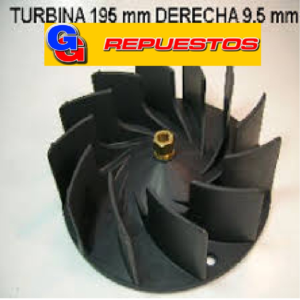 TURBINA PURIFICADOR EXTRACTOR DE COCINA 195 mm C/TCA DE BRONCE DER.9.5mm