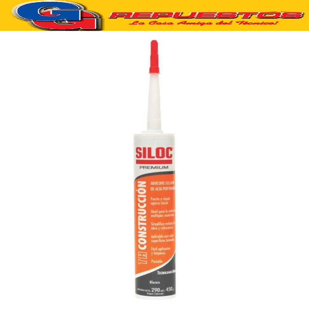 SILOC TH Construcción Blanco 290ml/450g C12 PREMIUN ADHESIVO SELLADOR DE ALTA PERFORMANCE