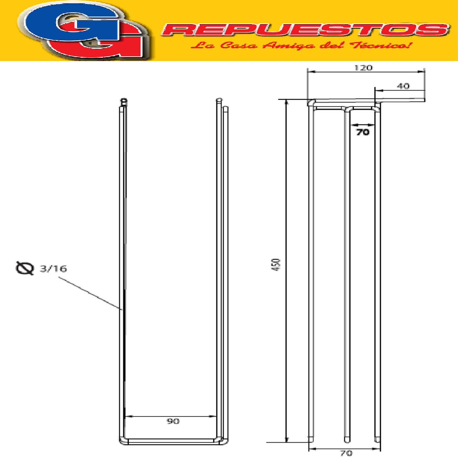 RESISTENCIA DE ALUMINIO DE HELADERA WHIRLPOOL WRI 48 WRI 428 SUP ARB 240 SUP NO FROST B312C 220V 101W