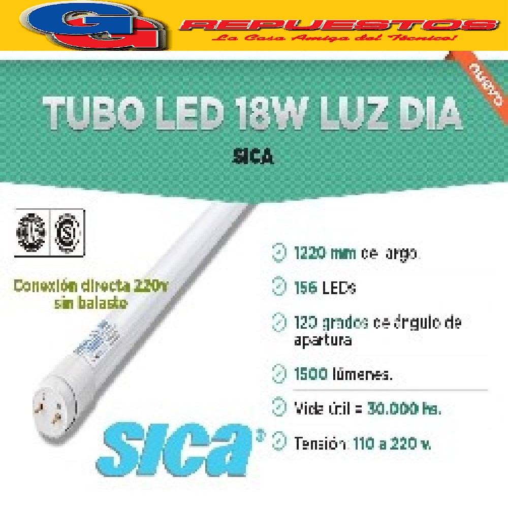 TUBO LED 1200mm 16/18W  BLANCO FRIO